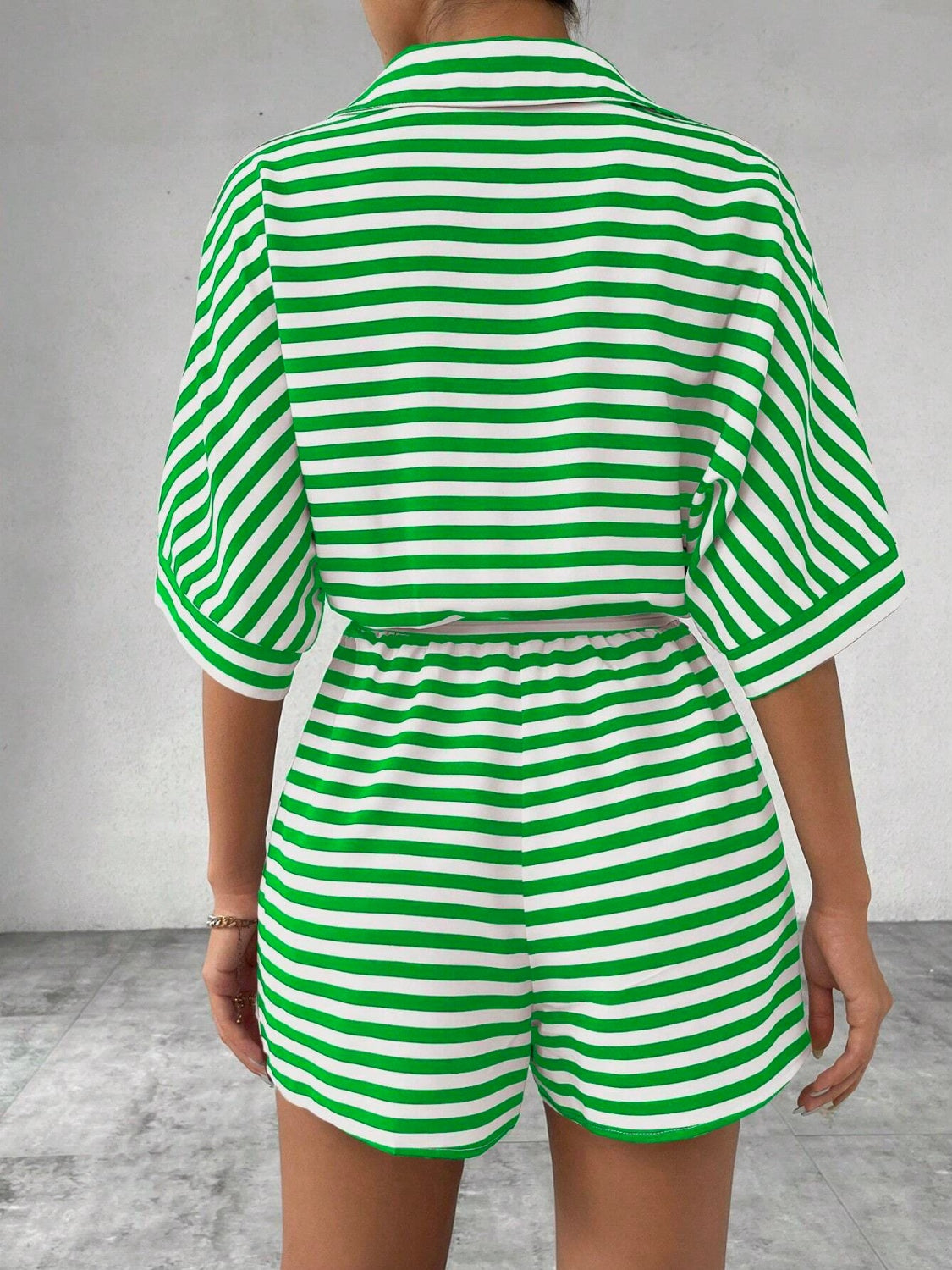Striped Romper - Tie Waist