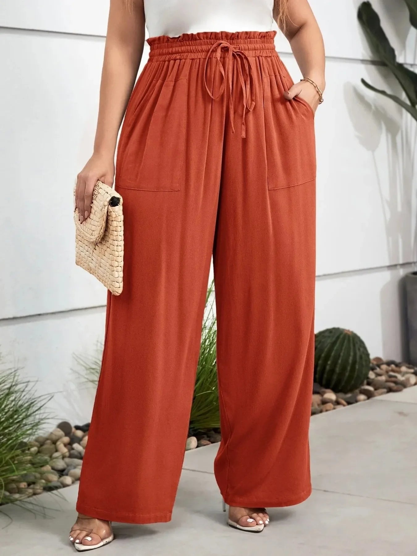 Full Figure Flare Drawstring Pants