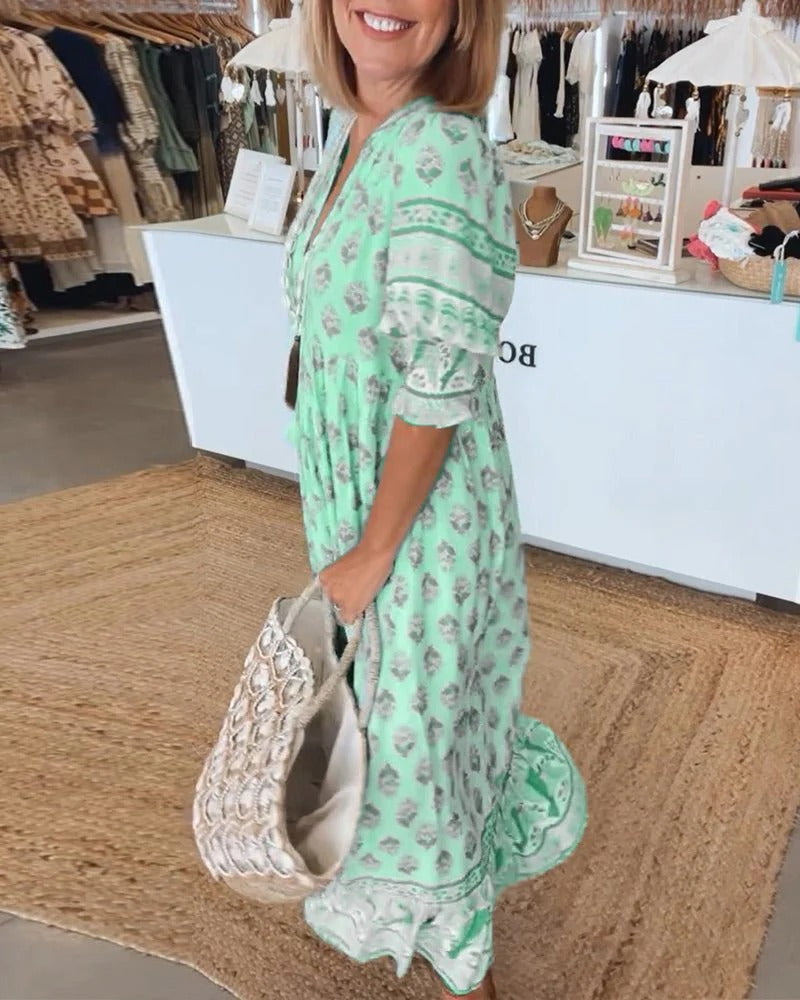 Eliana | Boho Tassel Midi Dress