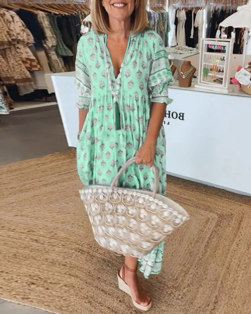 Eliana | Boho Tassel Midi Dress