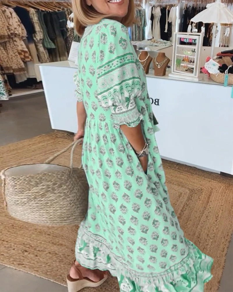 Eliana | Boho Tassel Midi Dress
