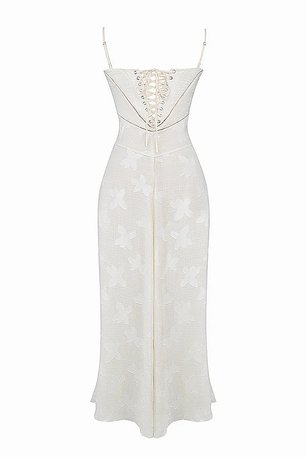 Floral Tie-Back Maxi Dress - Ivory