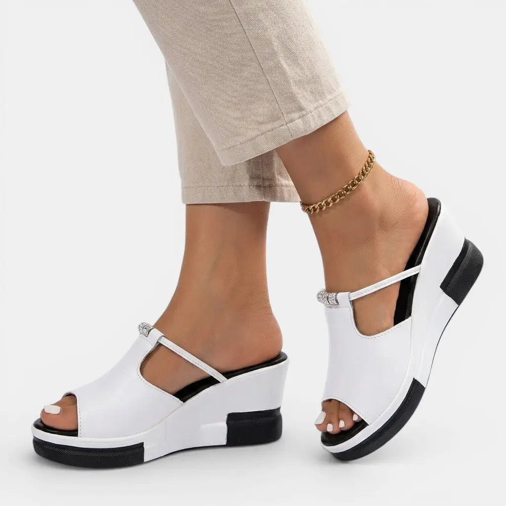 Wedgewell — Cushioned Wedge Sandals With Elegant Orthopedic Comfort Supportive Design White