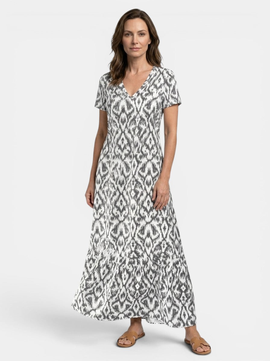 Marcellina — Flowing Viscose Maxi Dress With Elegant Relaxed Summer Style Light Grey
