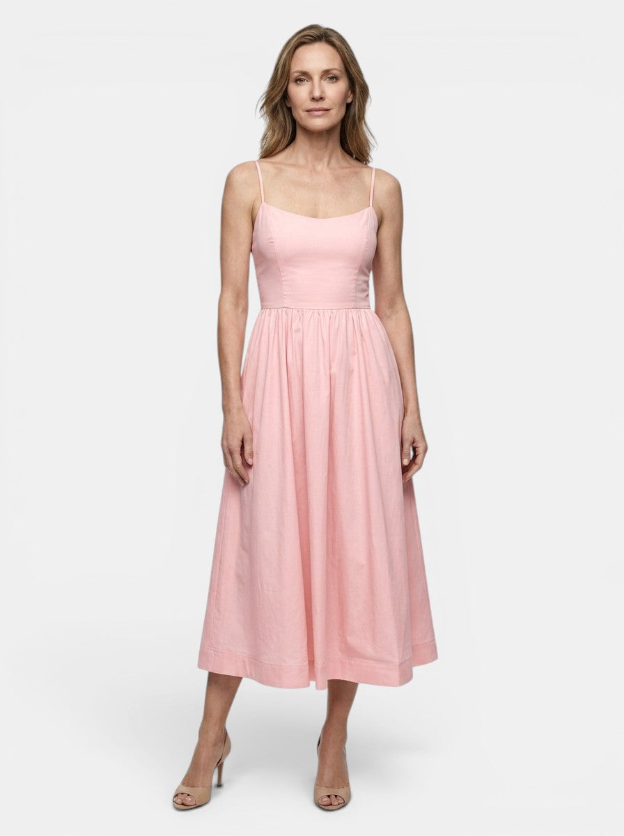 Theodosia — Lightweight Cotton Maxi Dress With Elegant Sleeveless Summer Formal Design Pink