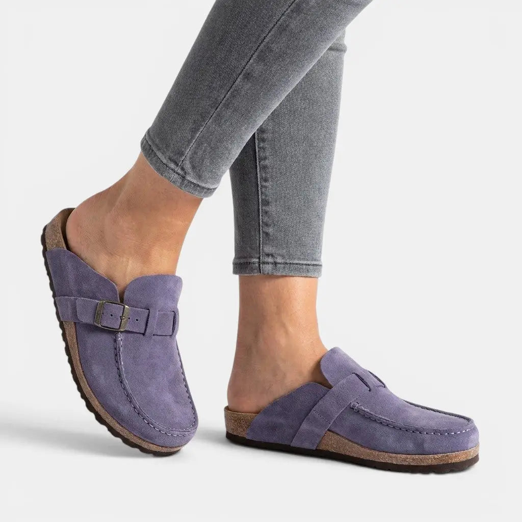 Buckleblack — Synthetic Slip-On Loafers With Chic Black Casual Buckle Detail Design Purple