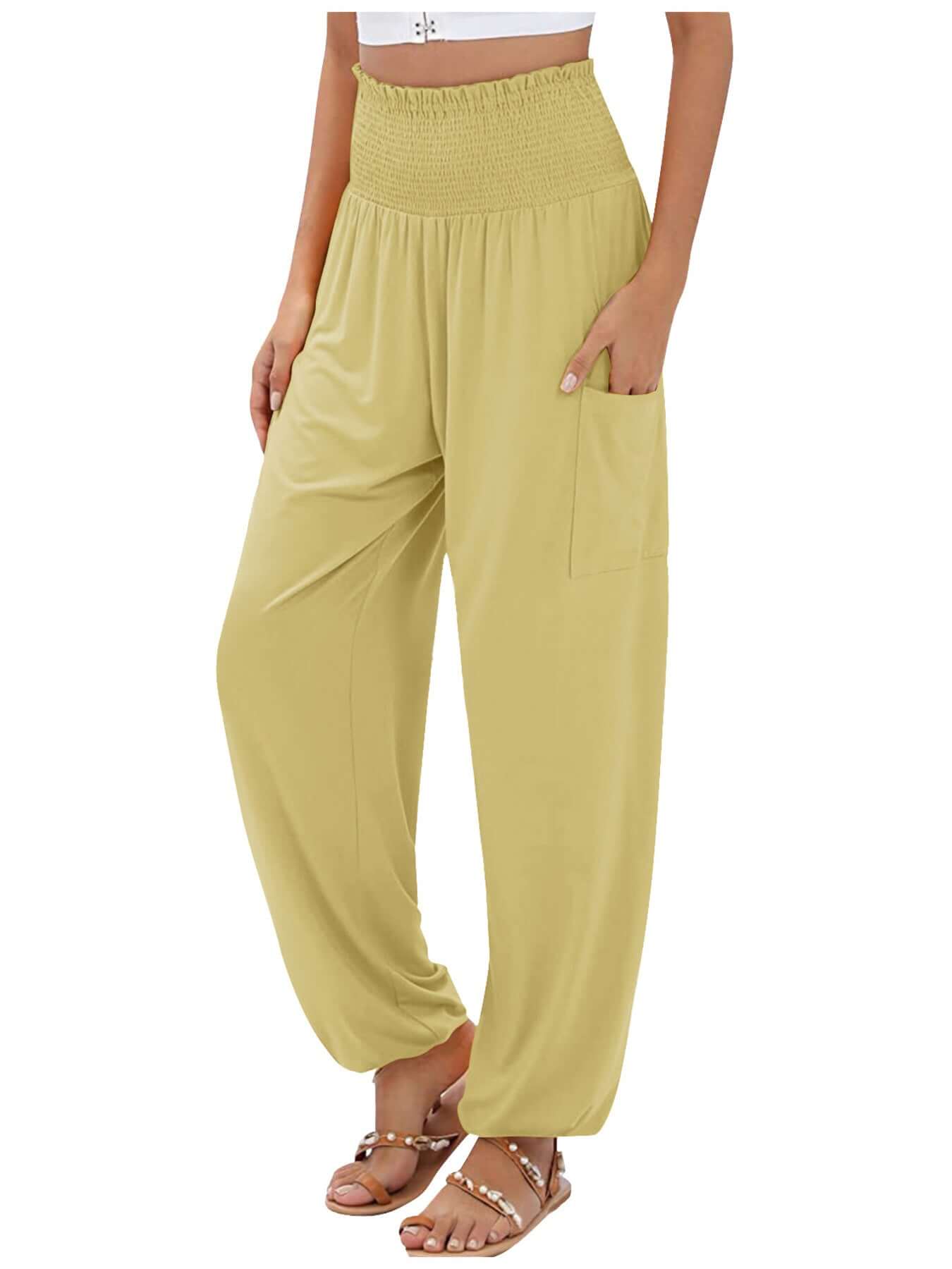 Smocked Waist Harem Pants with Pockets Size Inclusive (S to 5XL)