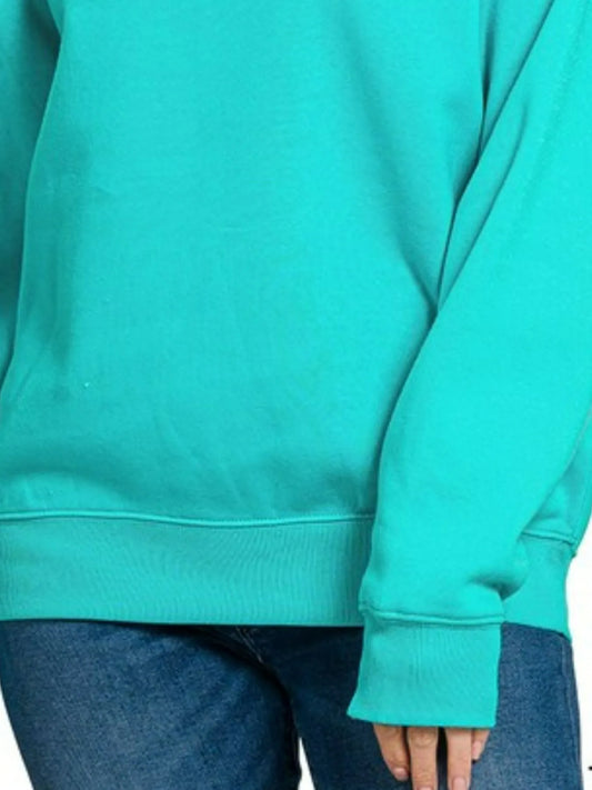Aqua Crewneck Fleece Long Sleeve Sweatshirt
