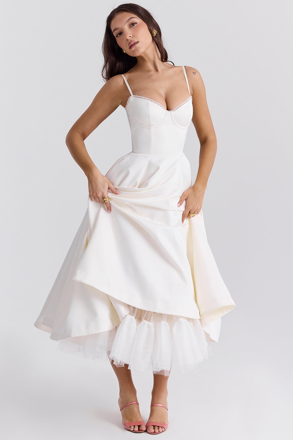 Mademoiselle midi dress- Ivory white