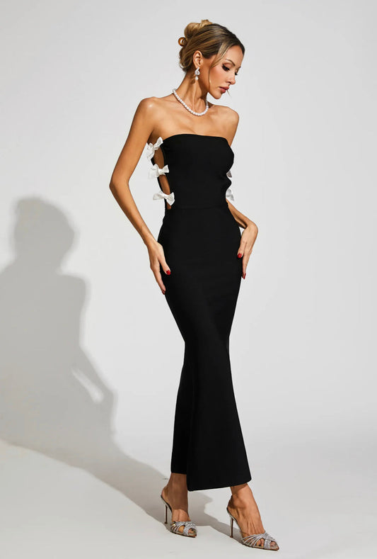 Bow tie bandage maxi dress
