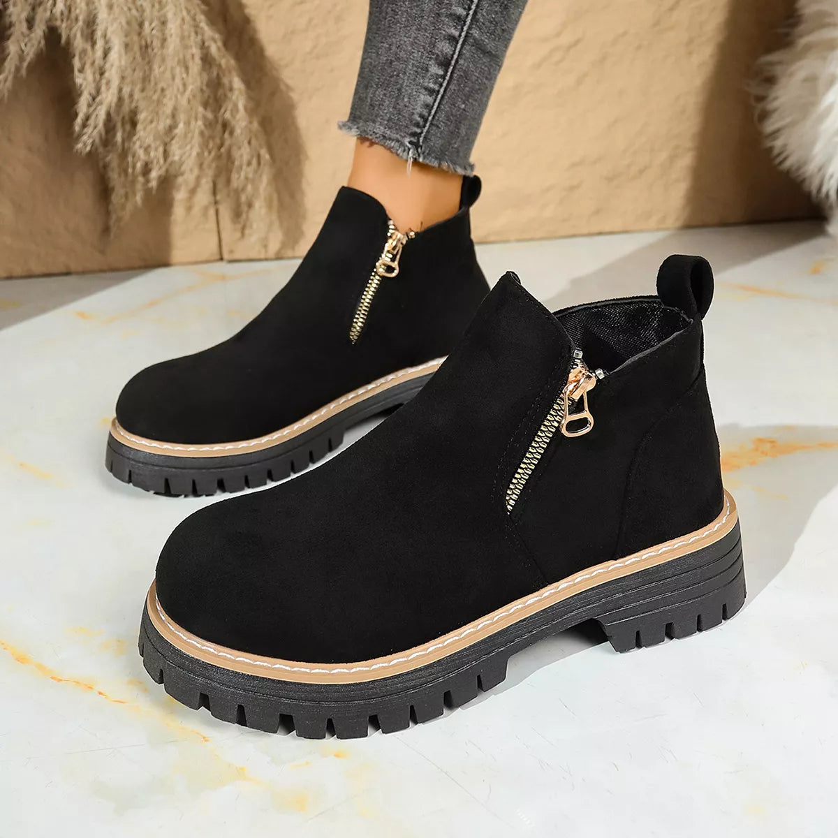 Round Toe Platform Boots