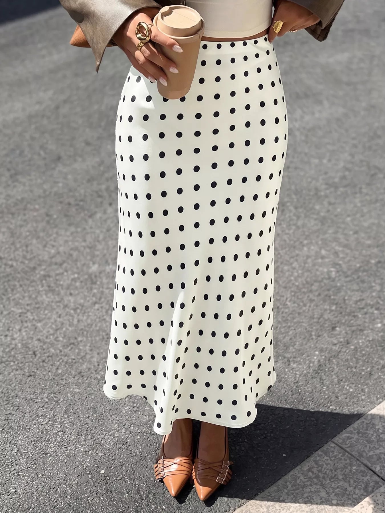 Polka Dot Midi Skirt