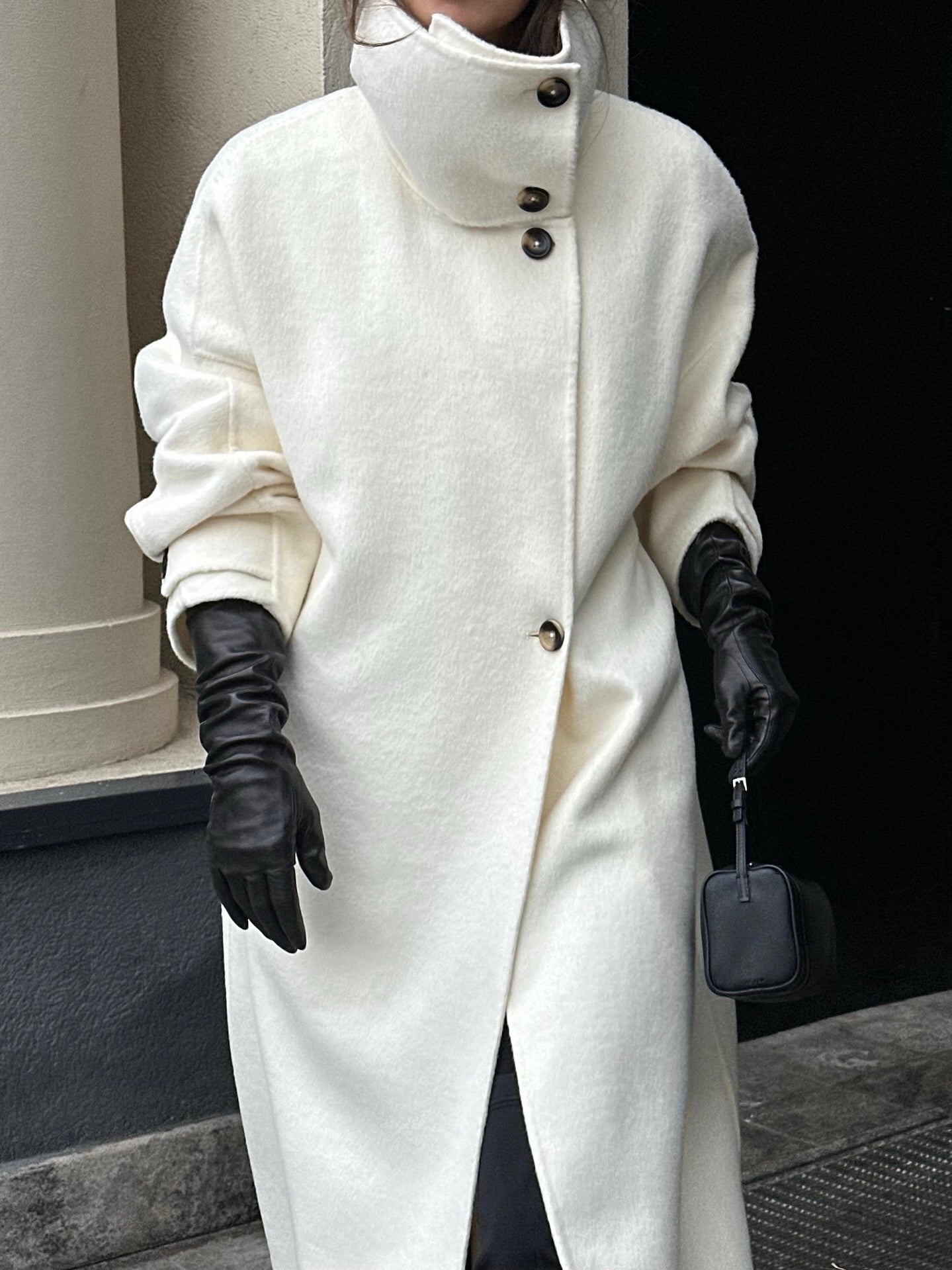 Amaya | Elegant High-Neck Long Coat