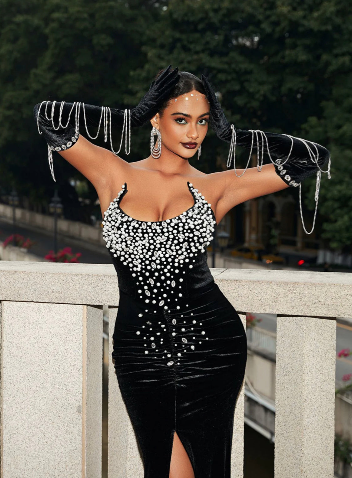 Amida rhinestone maxi dress