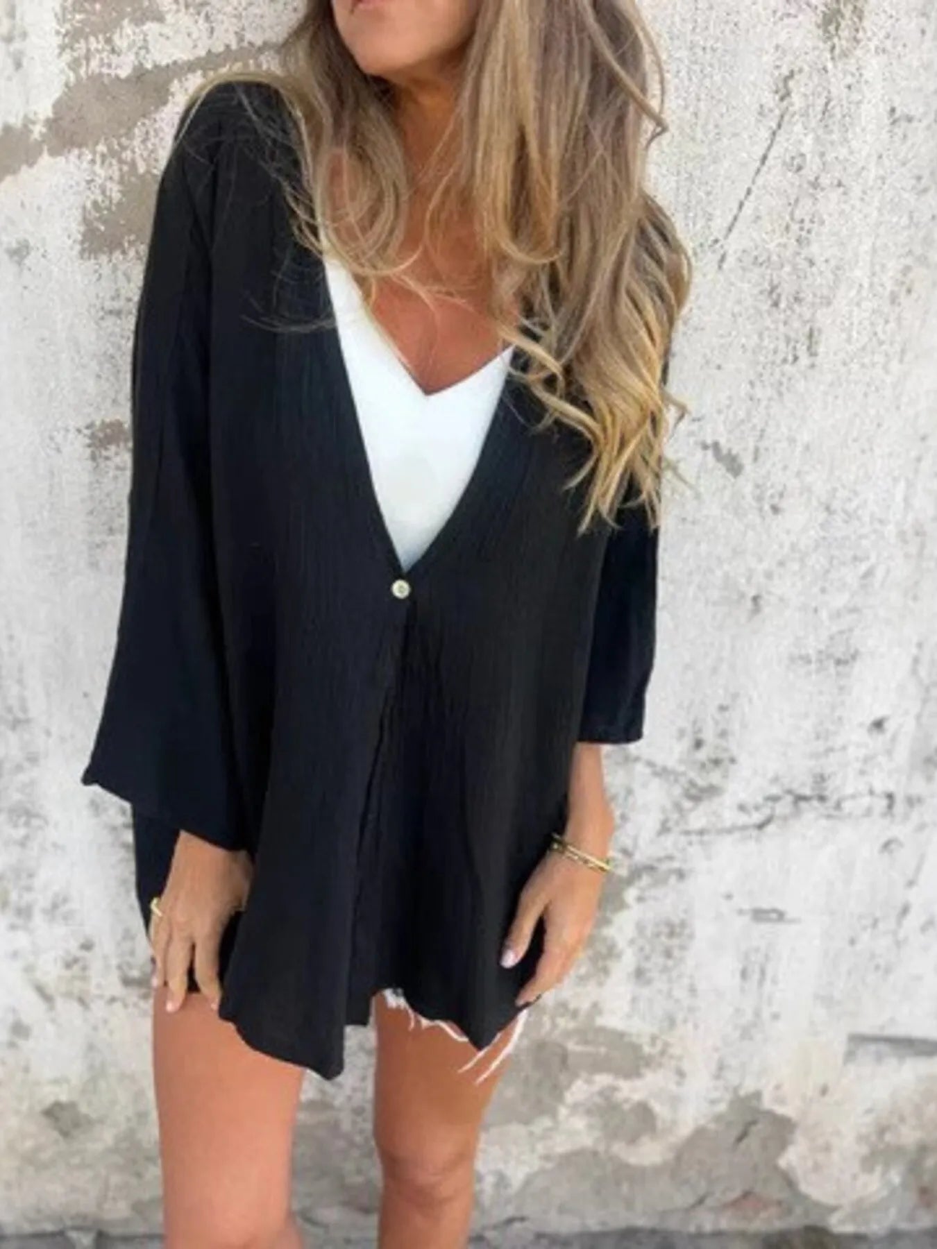 Full Size Oversized Button-Up Cardigan Plus Size