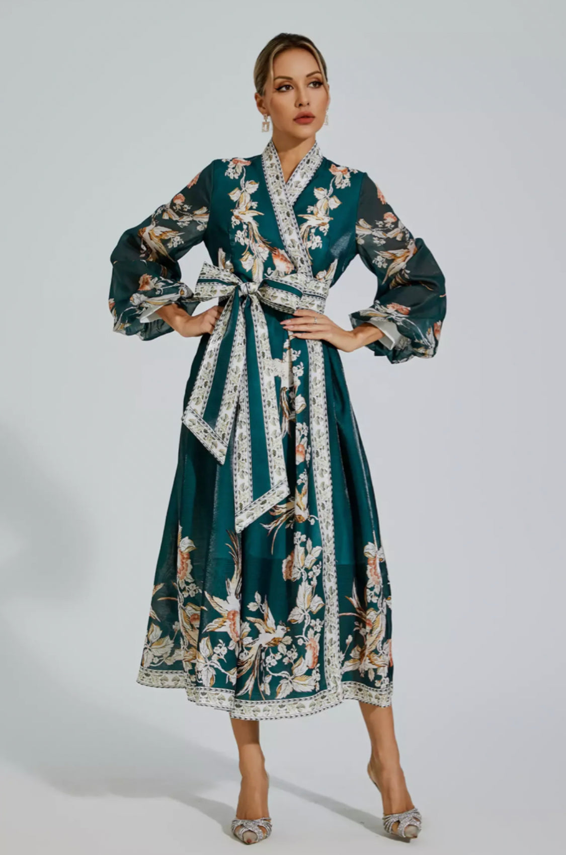 Miley green floral maxi dress