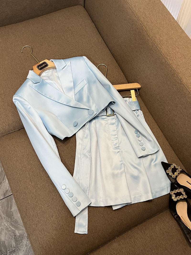 Sky blue satin set