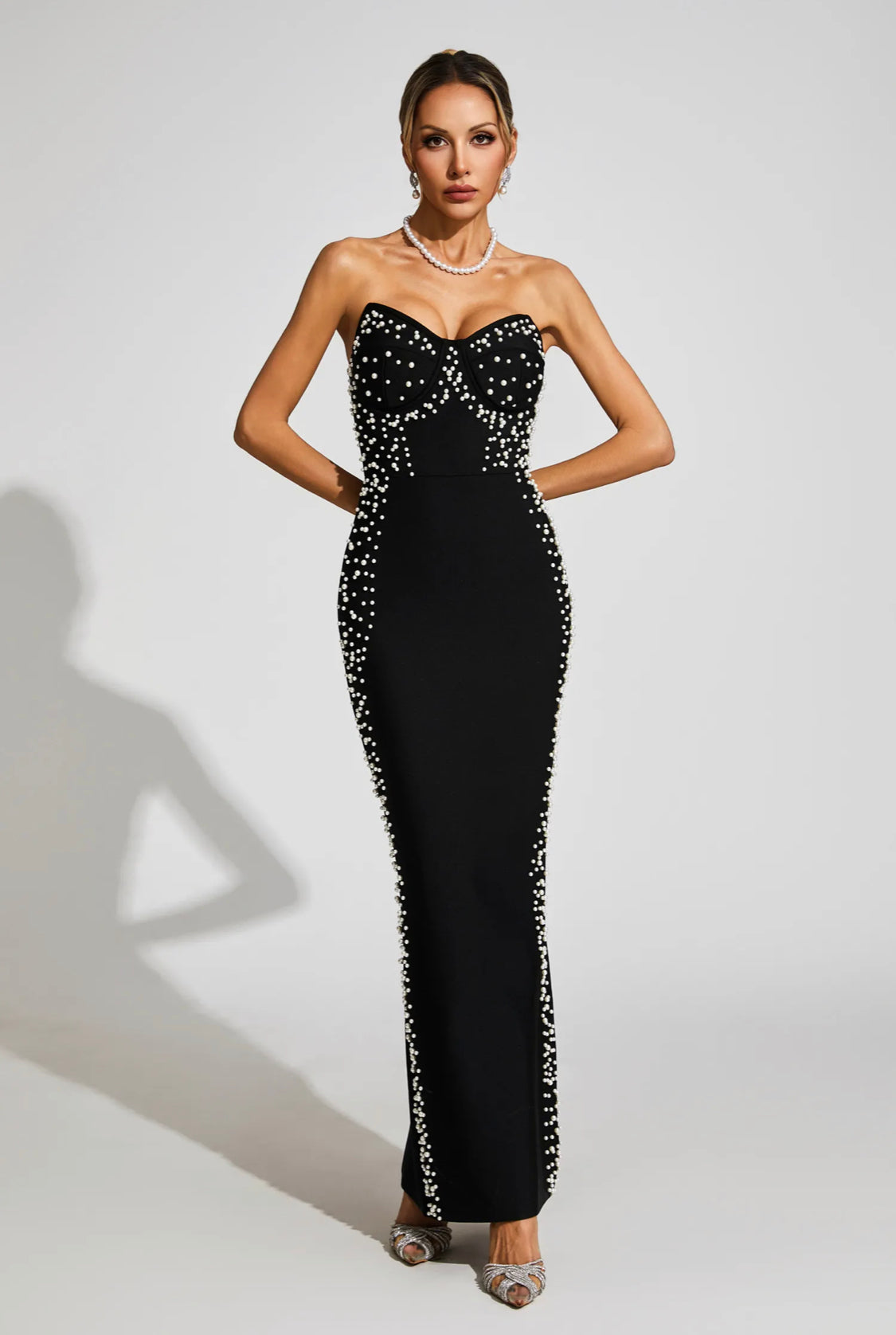 Pearl adorned maxi dress