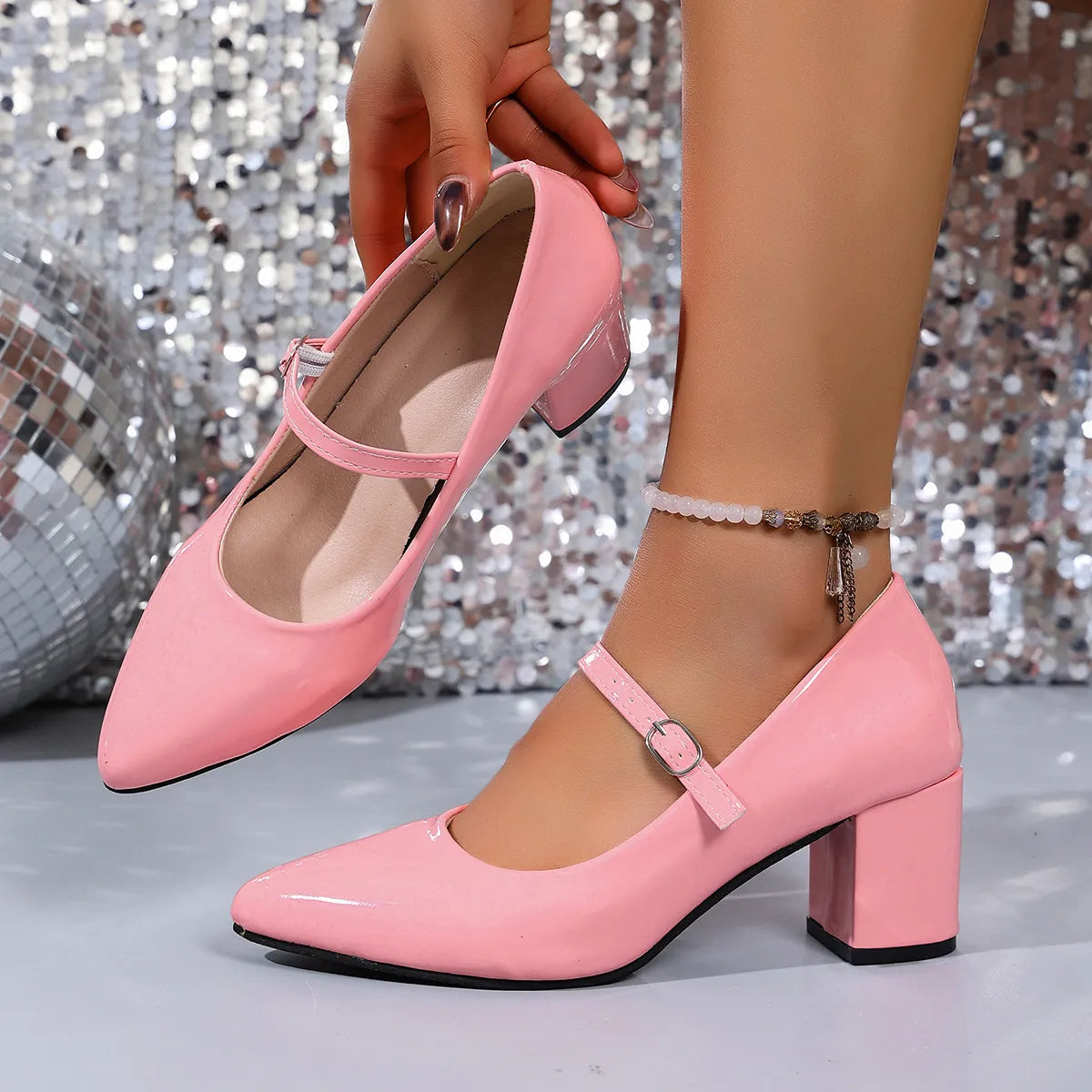 Women’s Pointed Toe Block Heel Pumps – Classic Slip-On Dress Shoes for Work & Events