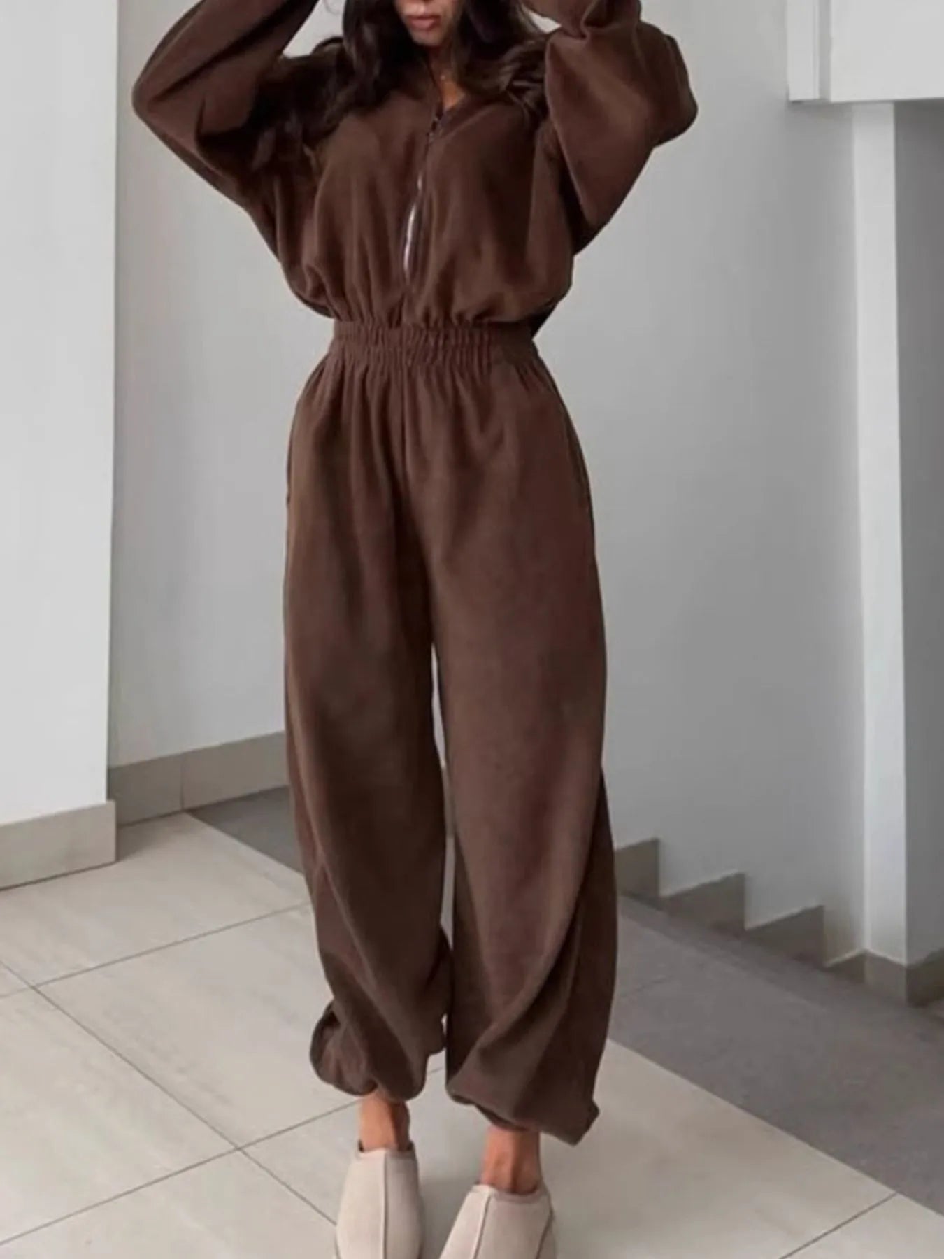Women's Jumpsuit Zip Front Long Sleeve