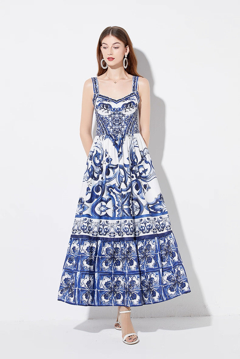 Azure Majolica Corset Dress