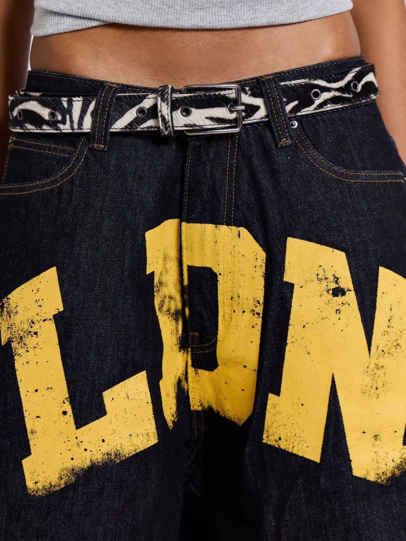 Letter Wide Leg Jeans