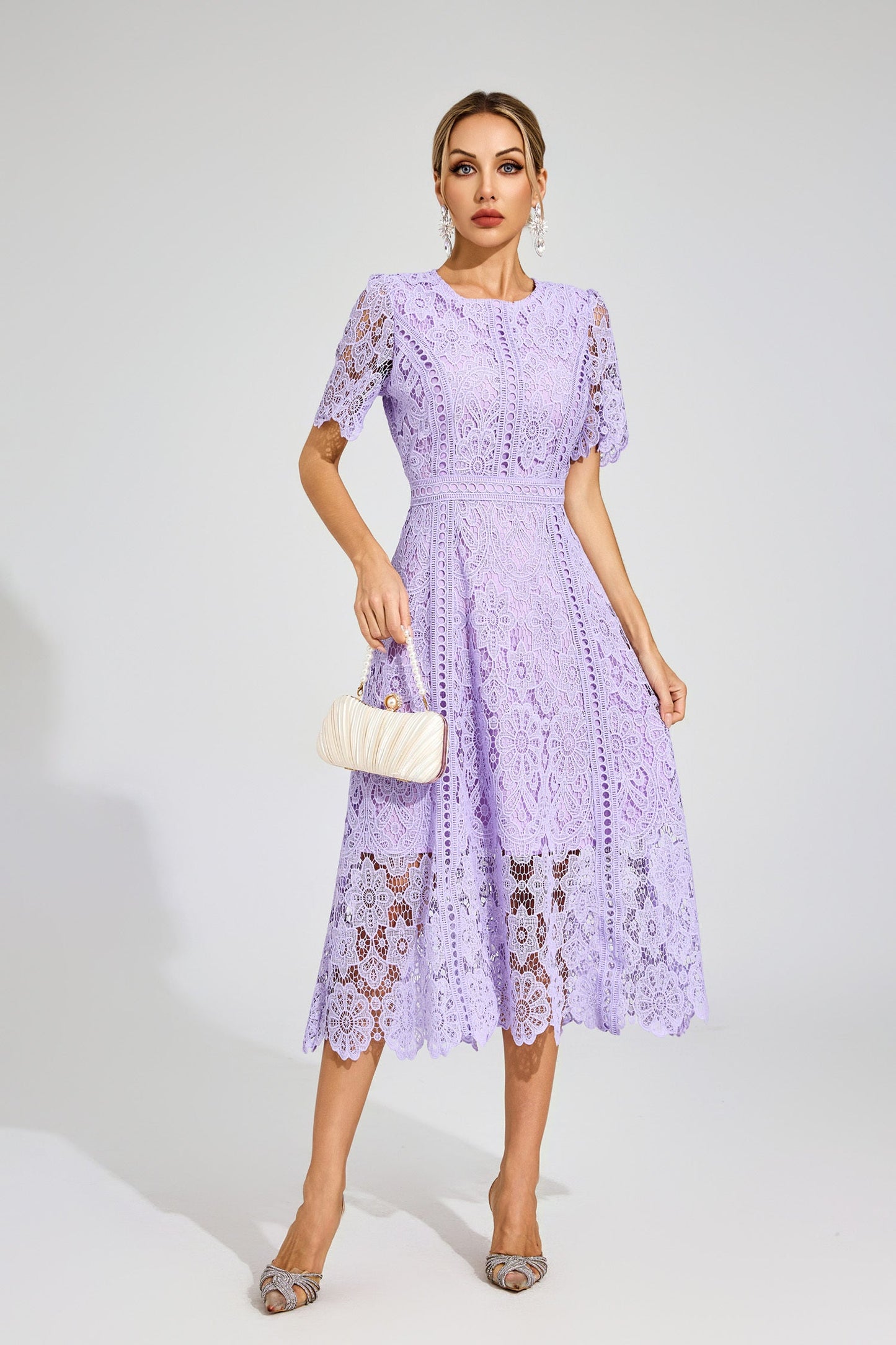 Camille Purple Lace Midi Dress