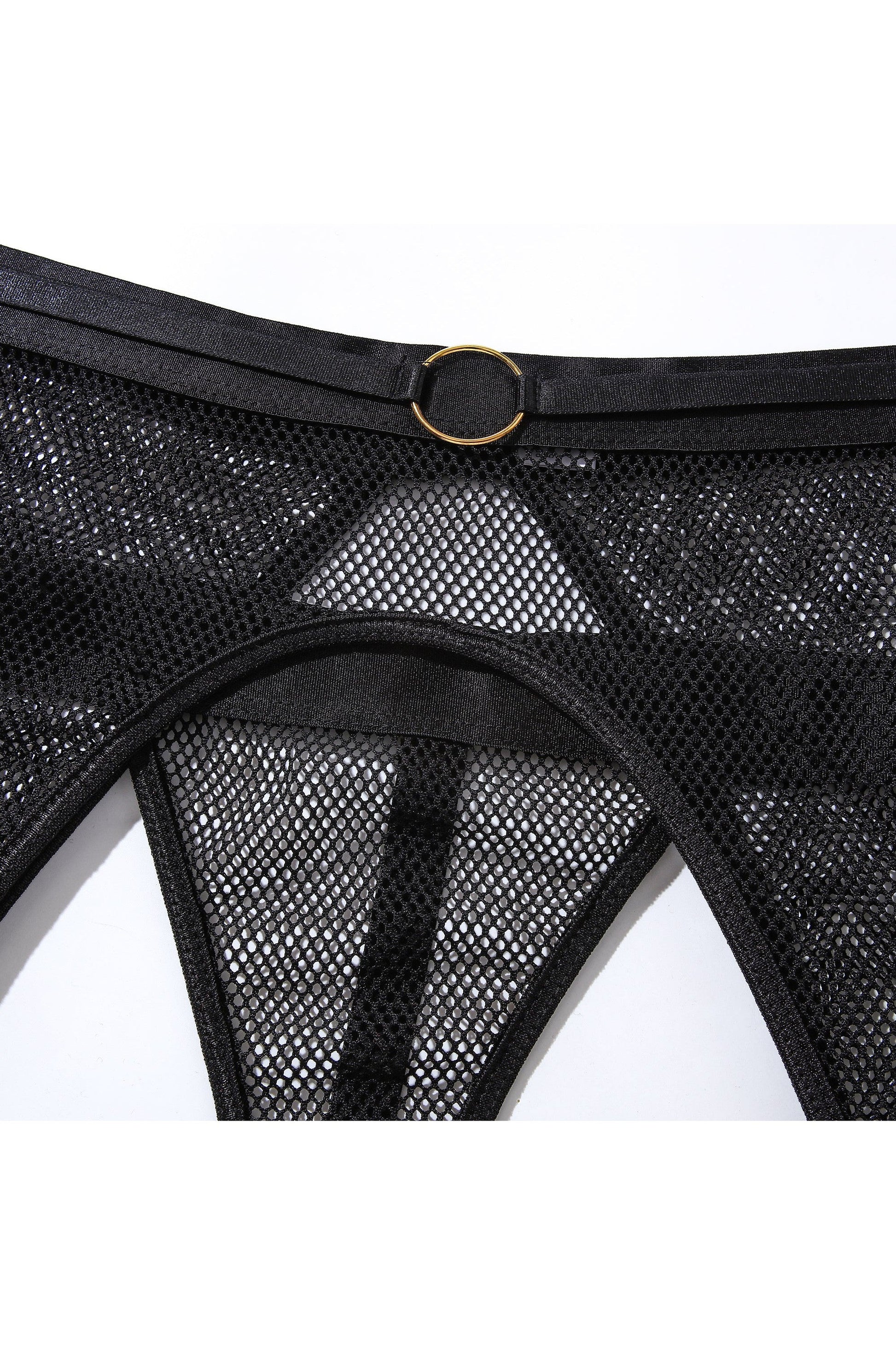 Ladies Sexy Black or Red Mesh Garter Set with Bra, Panty, Skirt & Choker