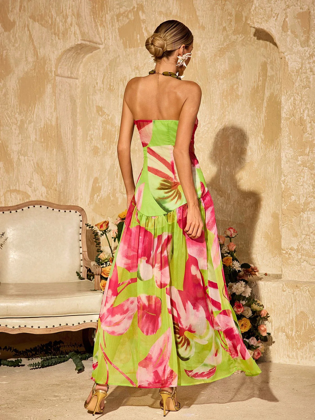 Rosa Verde Slit Maxi Dress