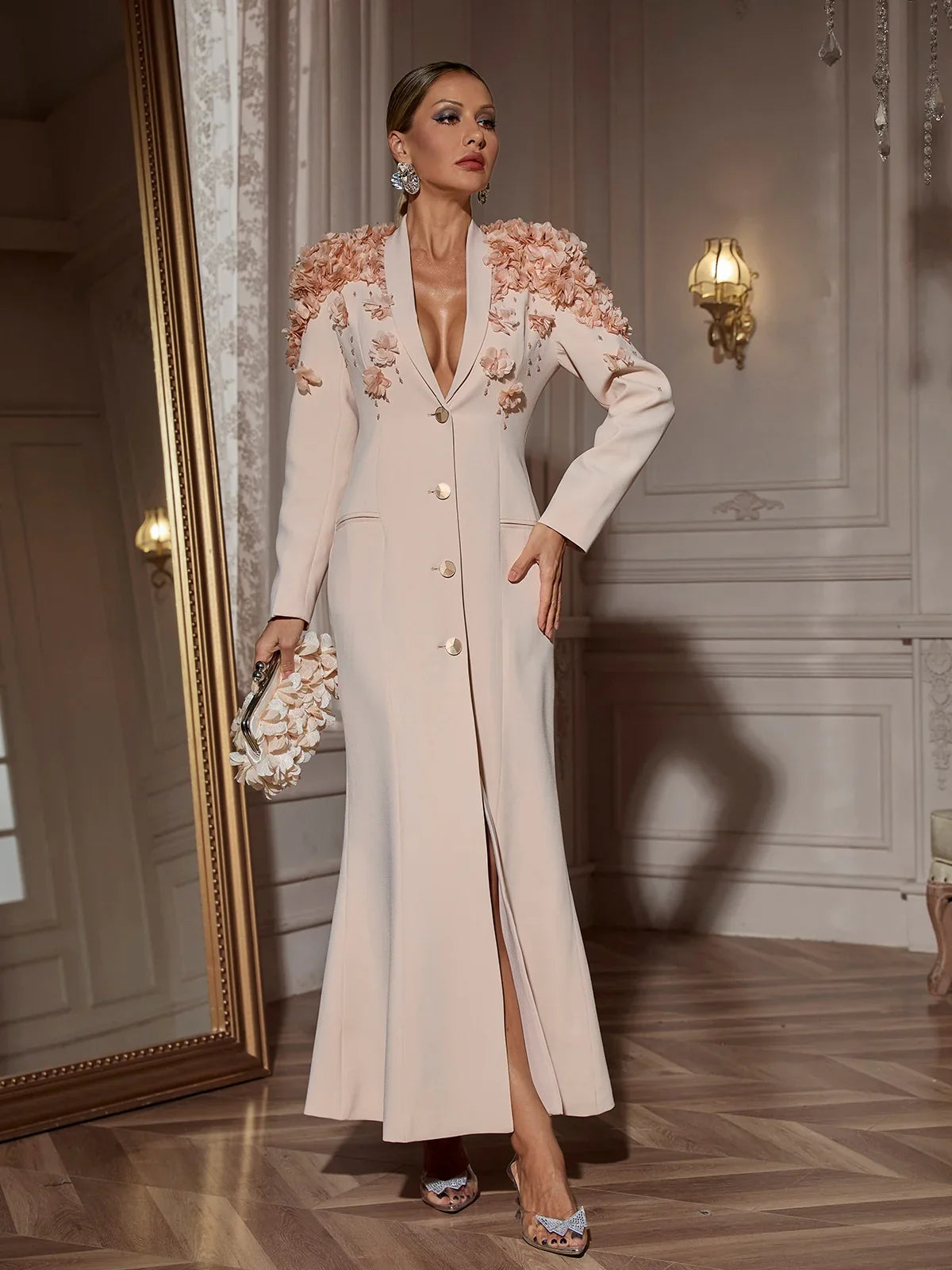 Rosalie 3D Floral Blazer Gown