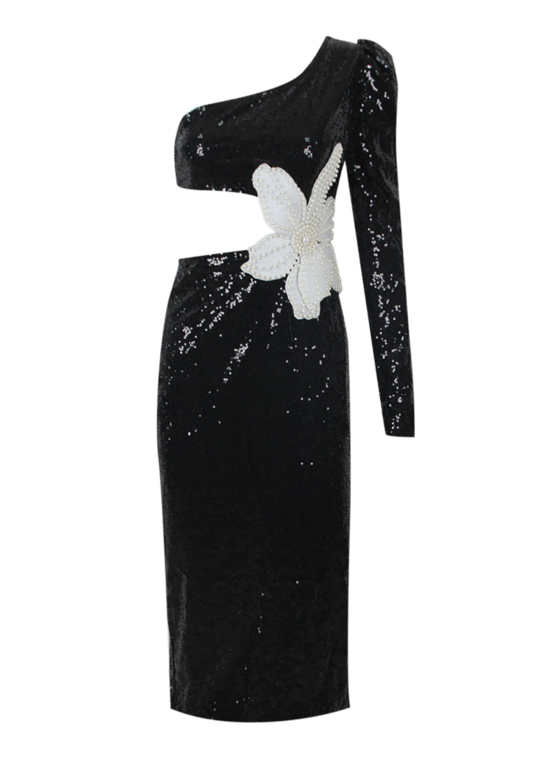 Mini flower sequin midi dress