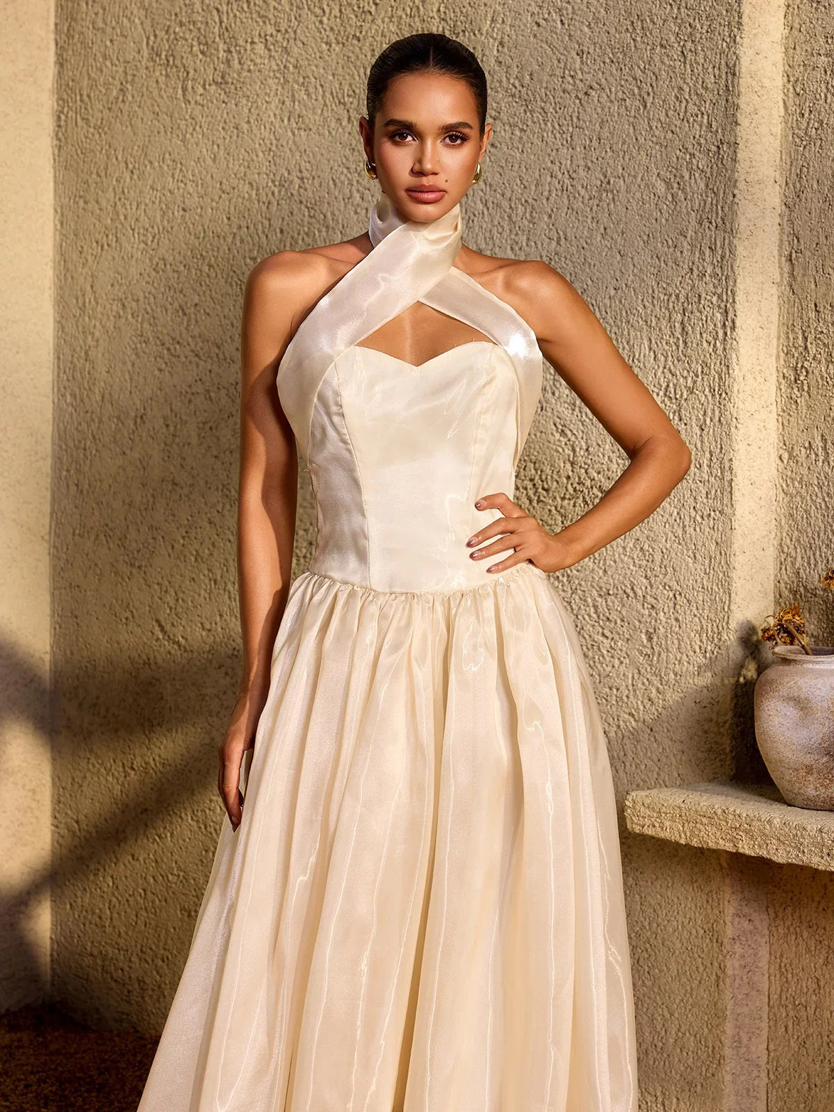 Marbella Satin Halter Midi Dress