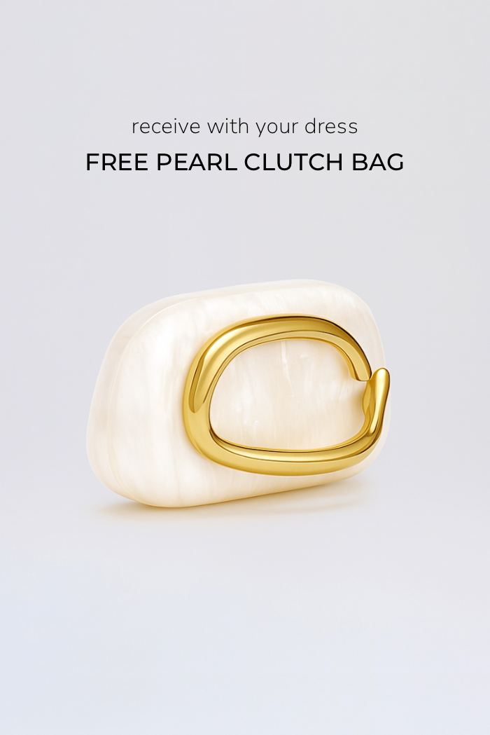 Catherine Ruffle Dress (Free Pearl Clutch)