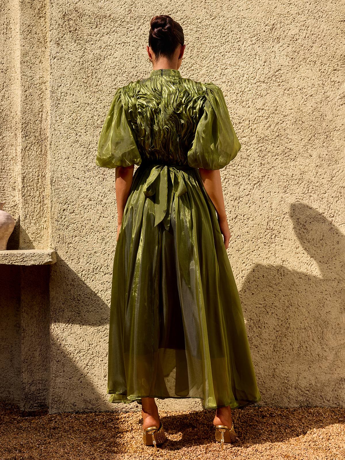 Olive Lumière Organza Gown