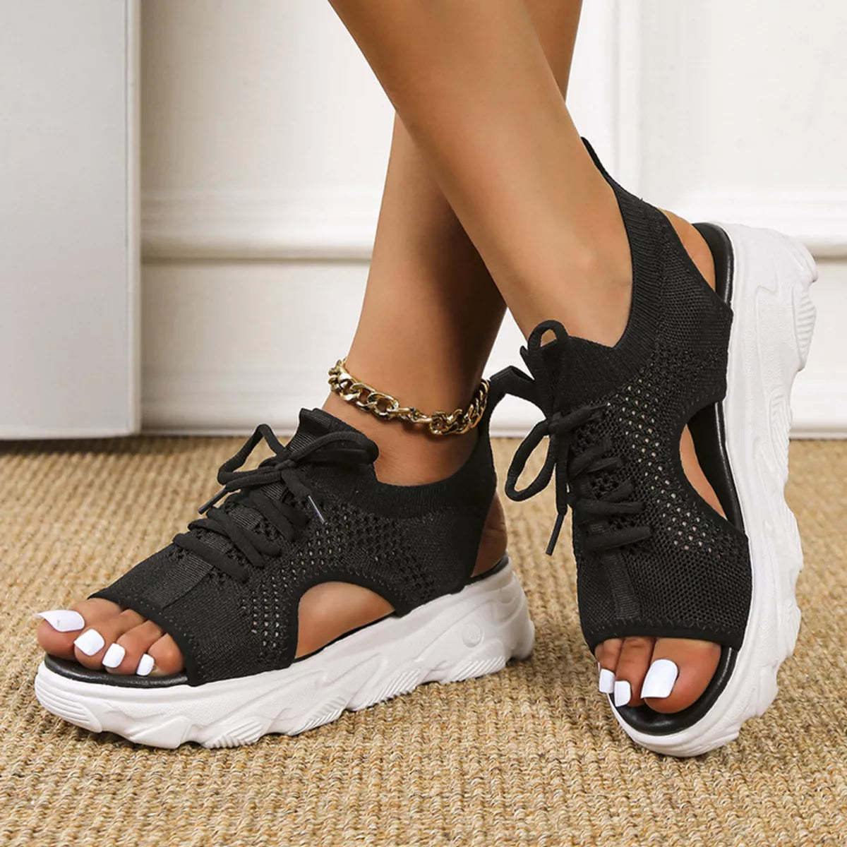 Women's Platform Sandals - Breathable Mesh