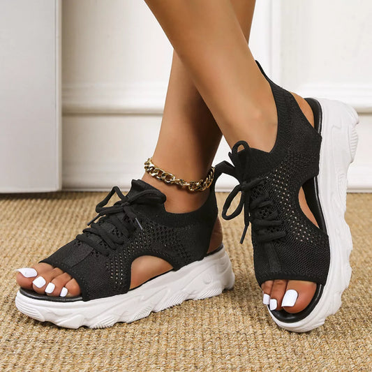 Women's Platform Sandals - Breathable Mesh