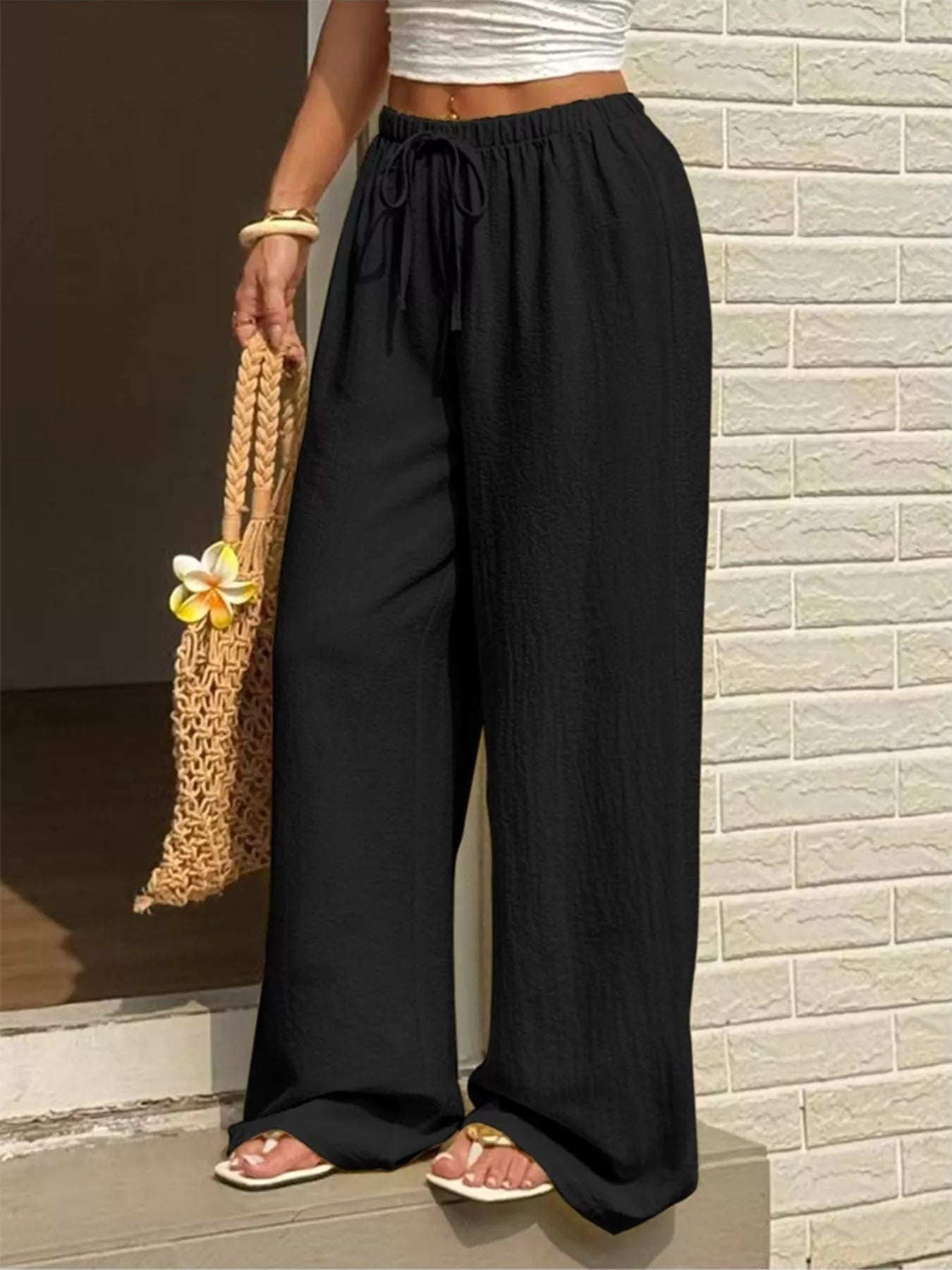 Plus Size Wide Leg Pants - High Waisted
