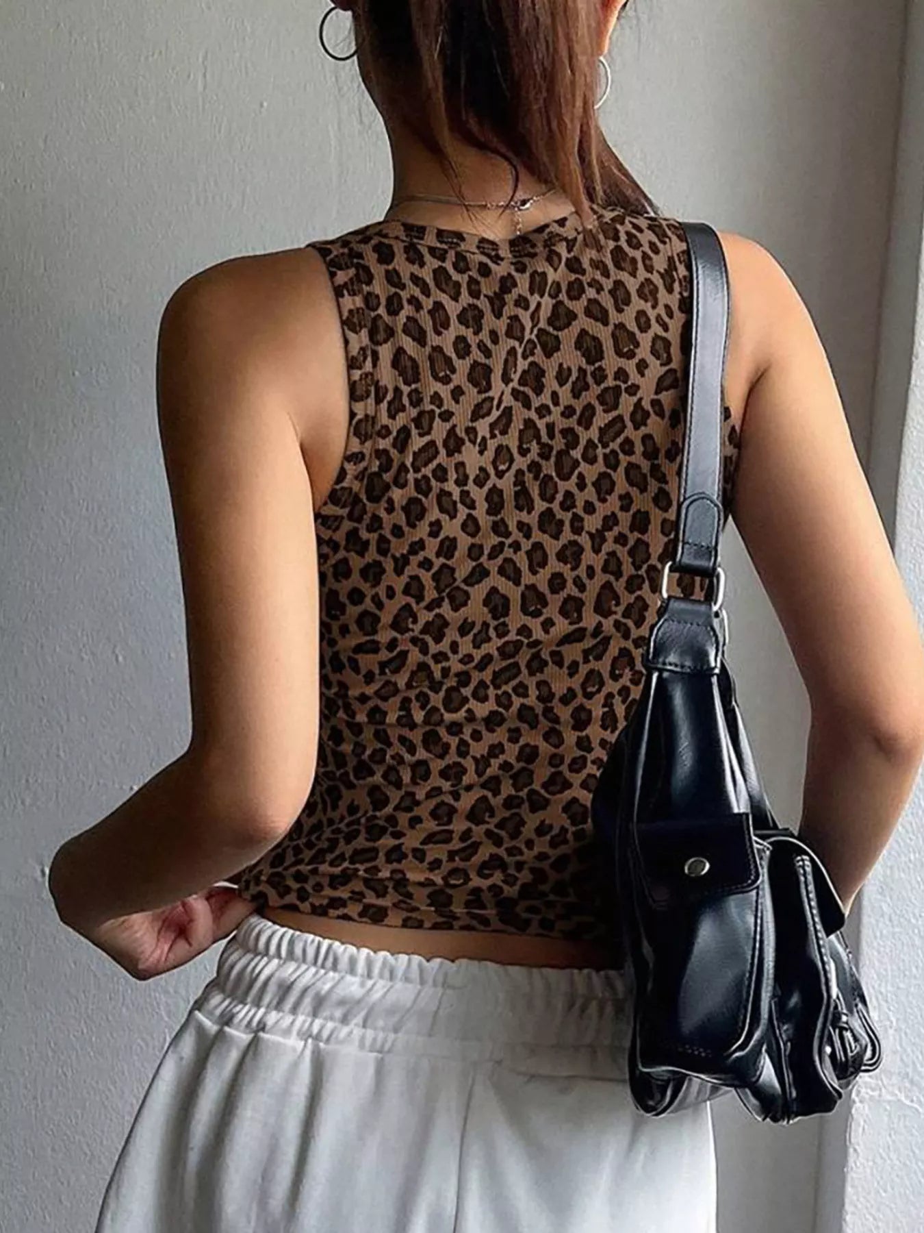 Leopard Ribbed Knit Tank