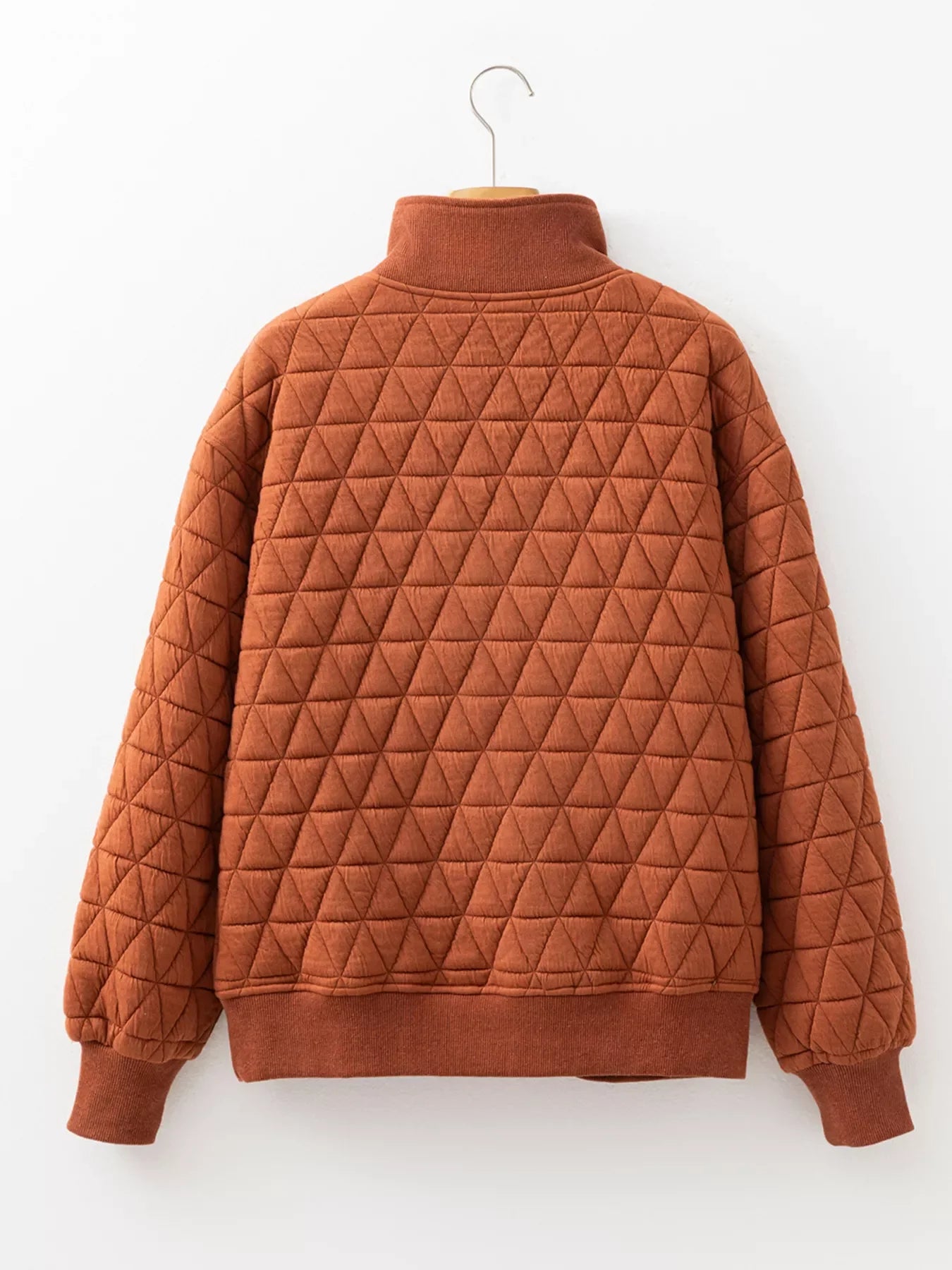 Geometric Quilted Half Zipped Loose Sweatshirt