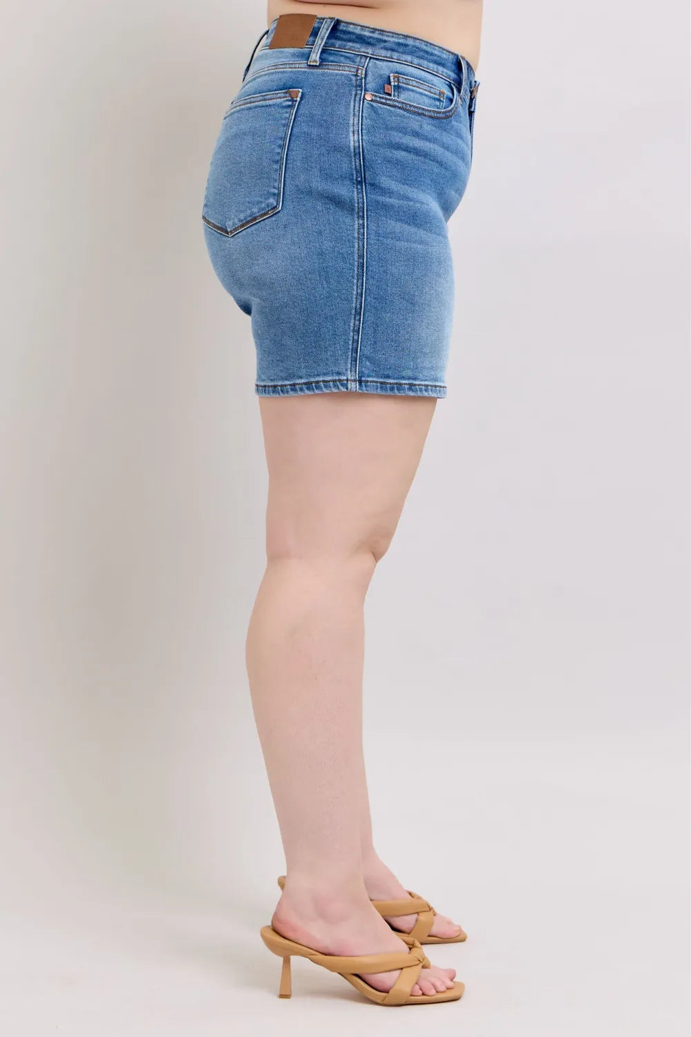 Plus Size Denim Shorts (S–3XL) | 2-Button Stretch Shorts