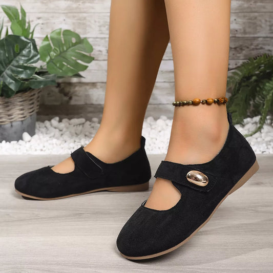 Round Toe Flats Loafers Black