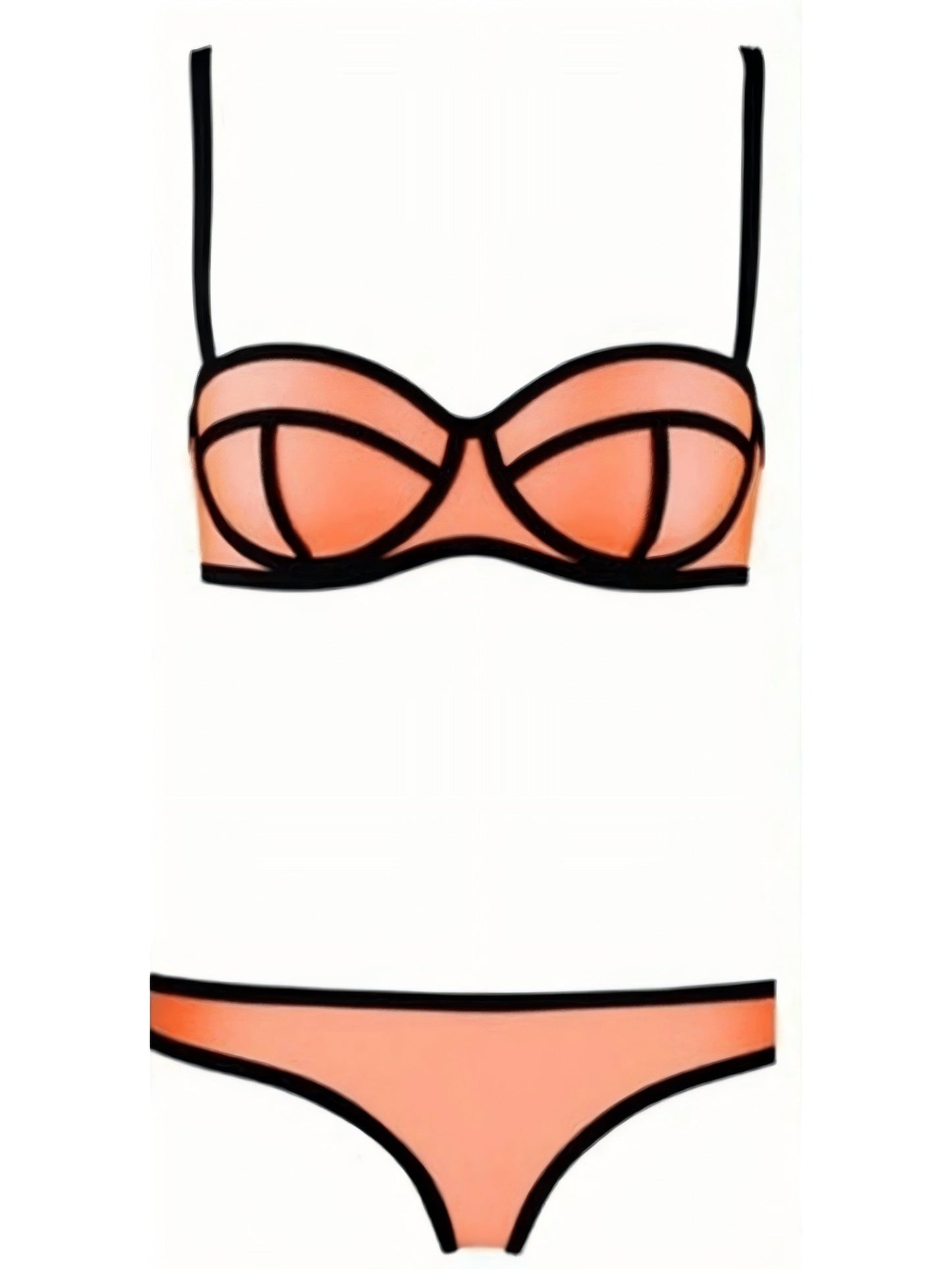 LikeMyChoice Geometric Contrast Trim Bikini Ste