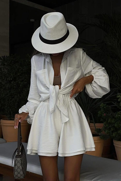 In Your Happy Place Tied Up Suit - 5 Colors White