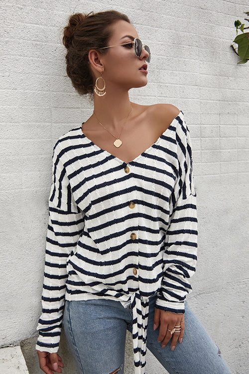 Dreaming of Vacay Striped Button-Up Top - 4 Colors Black