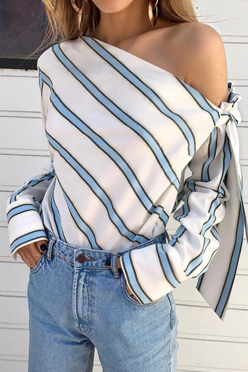 Love is Enough Stripe Tied-Up Shirt - 2 Colors Blue