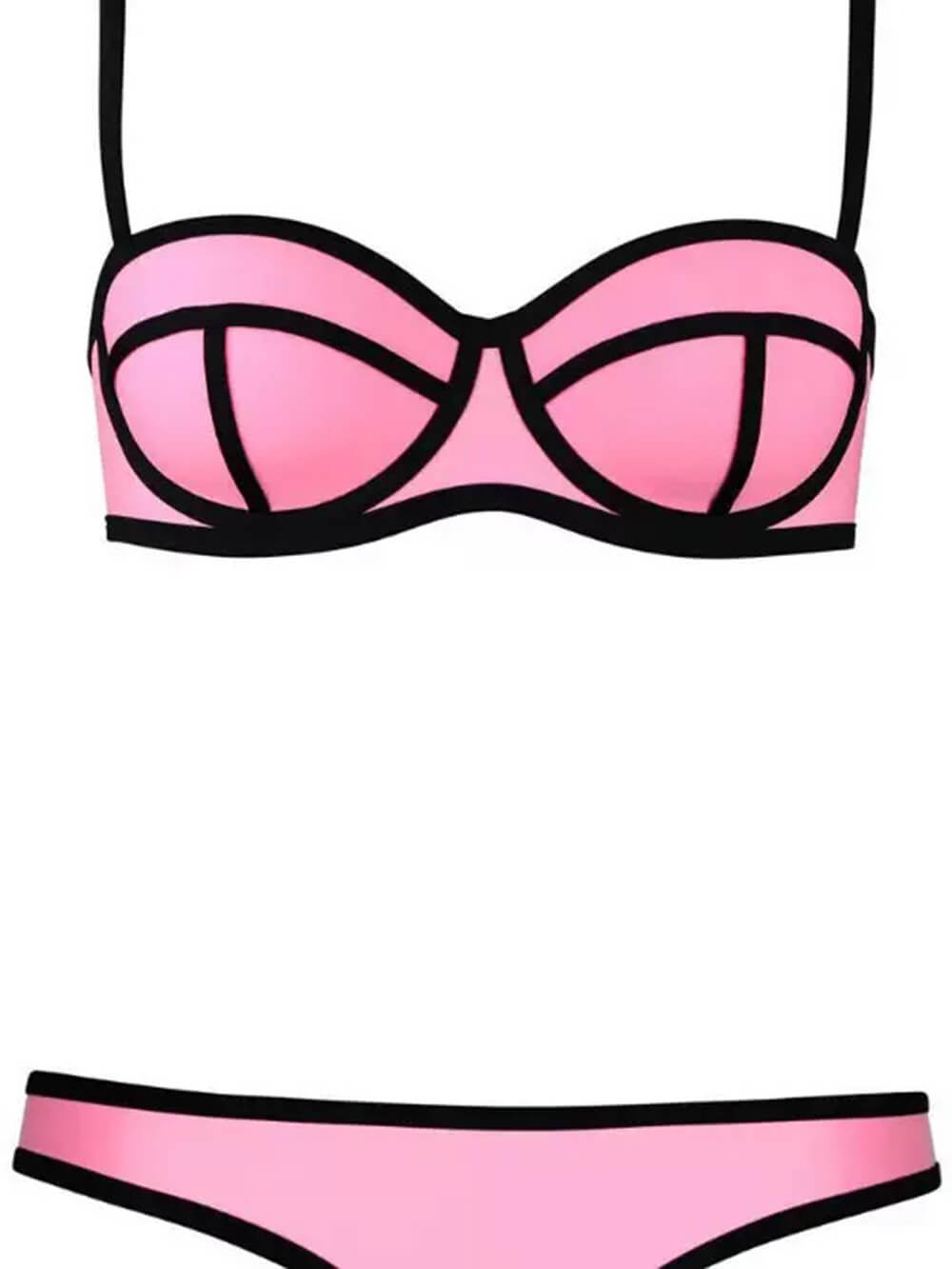 LikeMyChoice Geometric Contrast Trim Bikini Ste