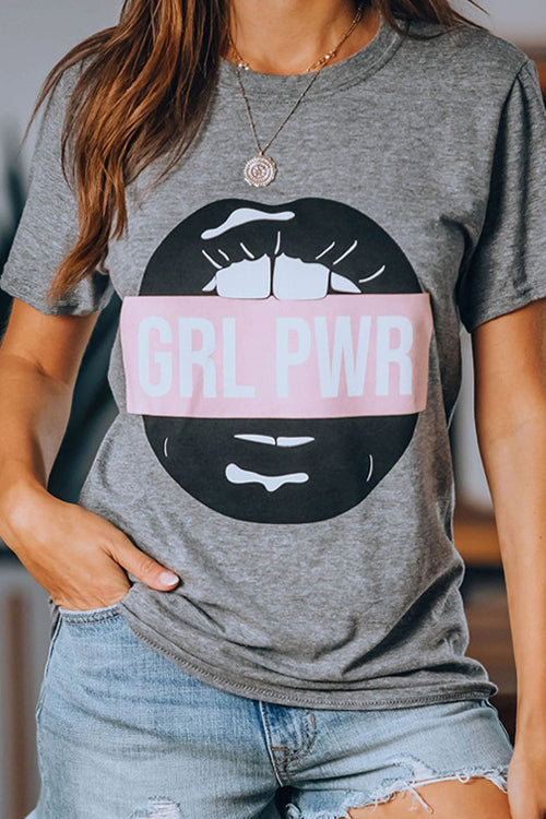 Only For You Graphic Short Sleeve Top - 6 Colors Grey