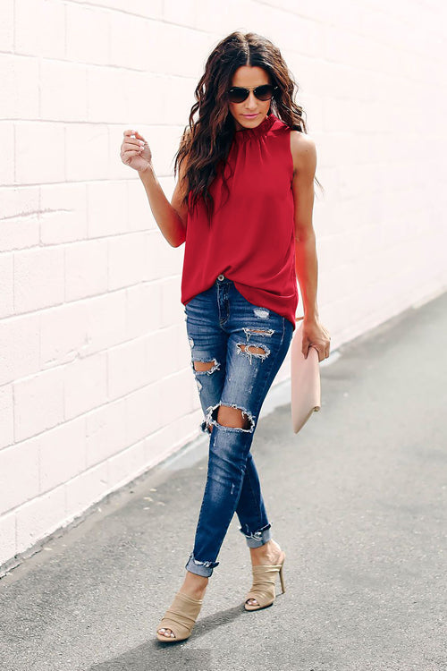 Breeze High-Neck Sleeveless Shirt - 7 Colors Red