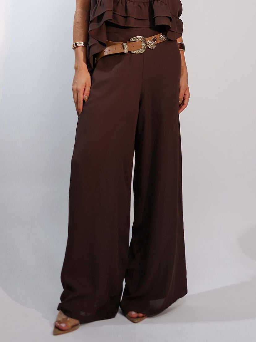 Versatile Elastic Loose Wide-leg Pants Brown