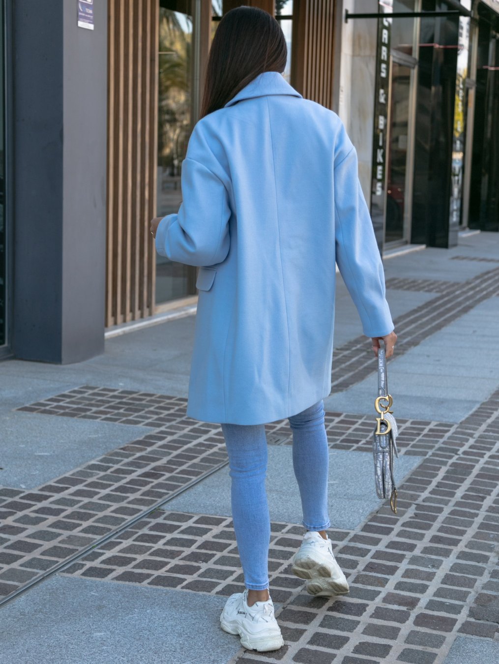 Cobalt Blue Long Sleeve Collar Double Breasted  Coat
